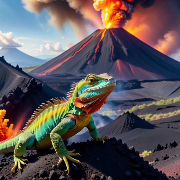 Pic of a playing of a lizard in the volcano