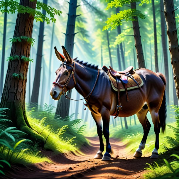 Image of a playing of a mule in the forest