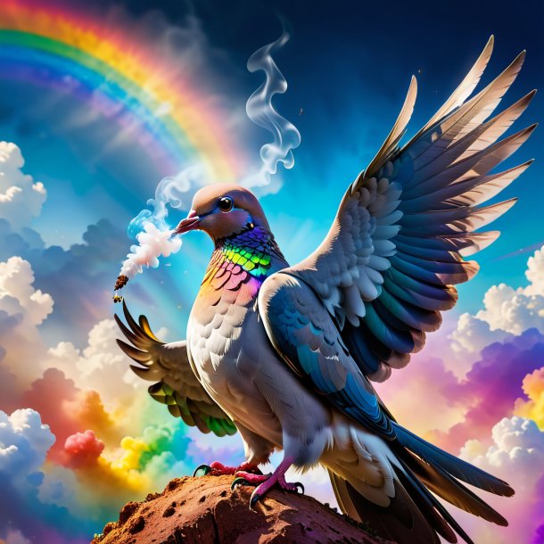 Image of a smoking of a dove on the rainbow