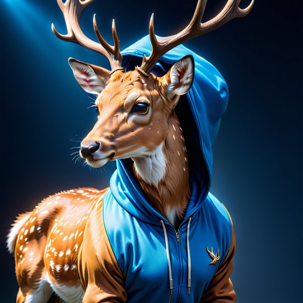 Picture of a deer in a blue hoodie