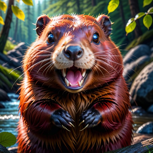 Image of a red smiling beaver