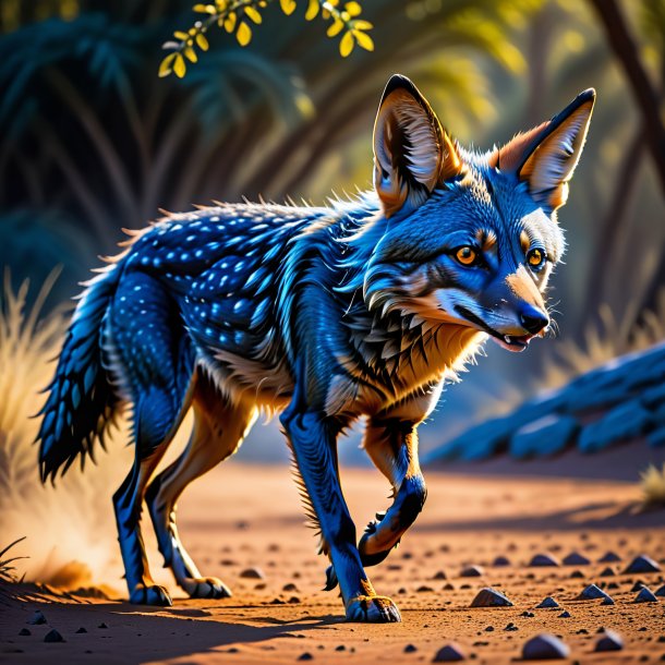 Image of a blue dancing jackal