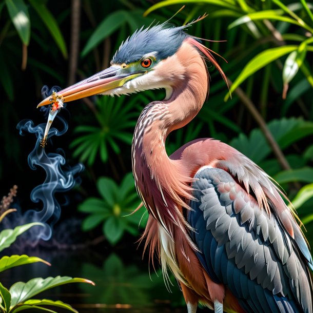 Imagen de una garza humeante granate