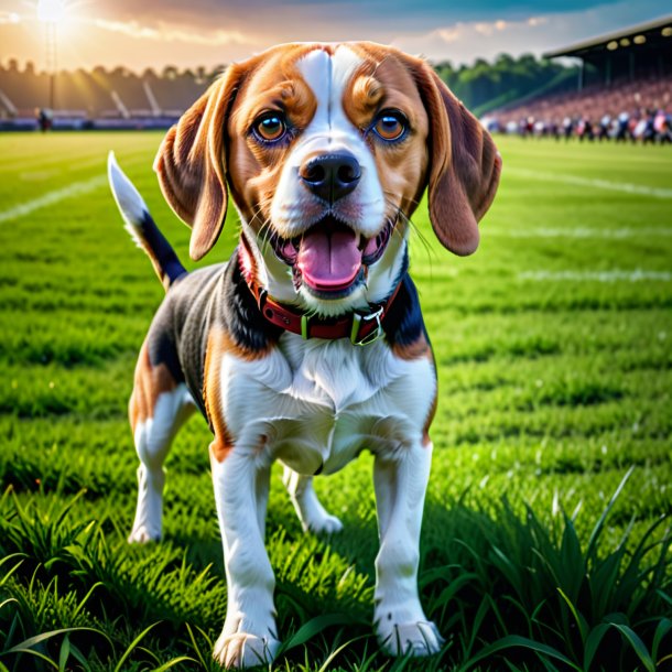 Pic of a angry of a beagle on the field