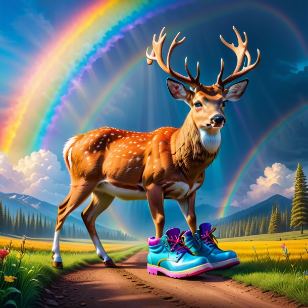 Picture of a deer in a shoes on the rainbow