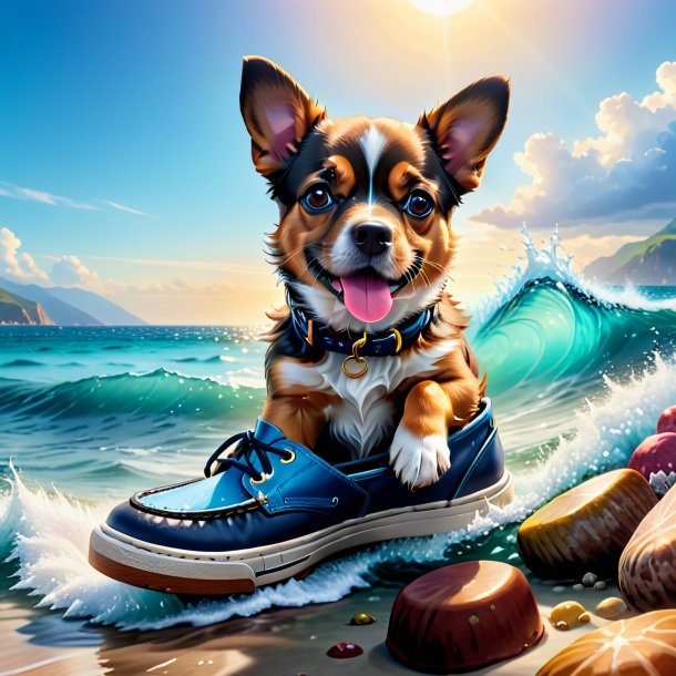 Picture of a dog in a shoes in the sea