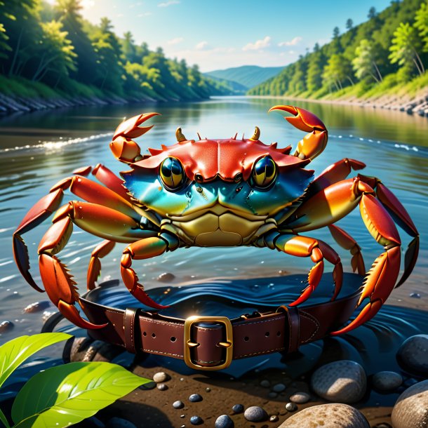 Illustration of a crab in a belt in the river