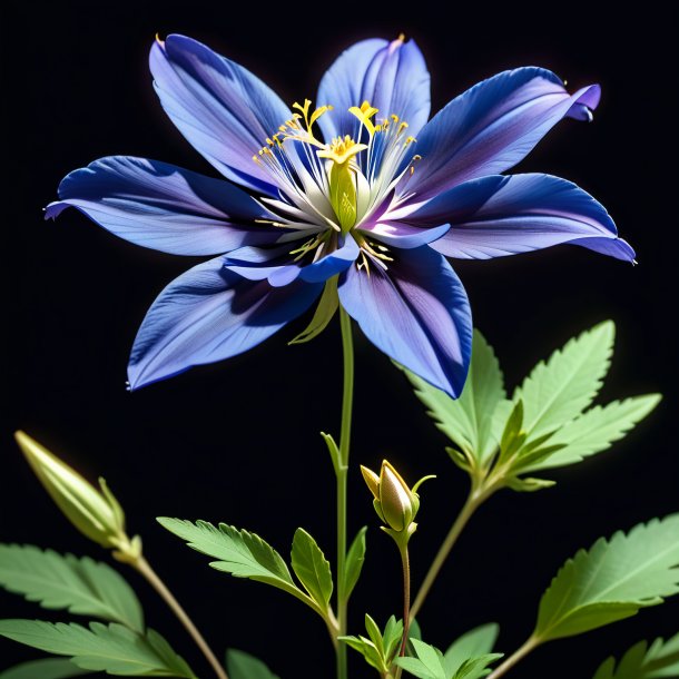 Depicting of a navy blue columbine