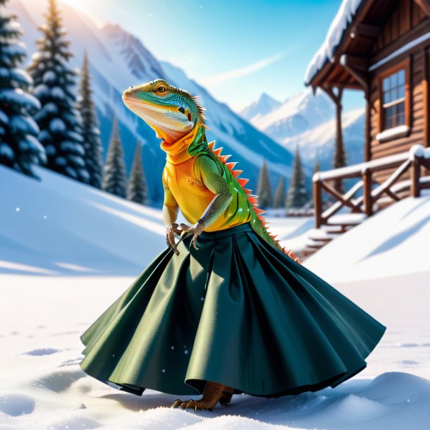 Pic of a lizard in a skirt in the snow