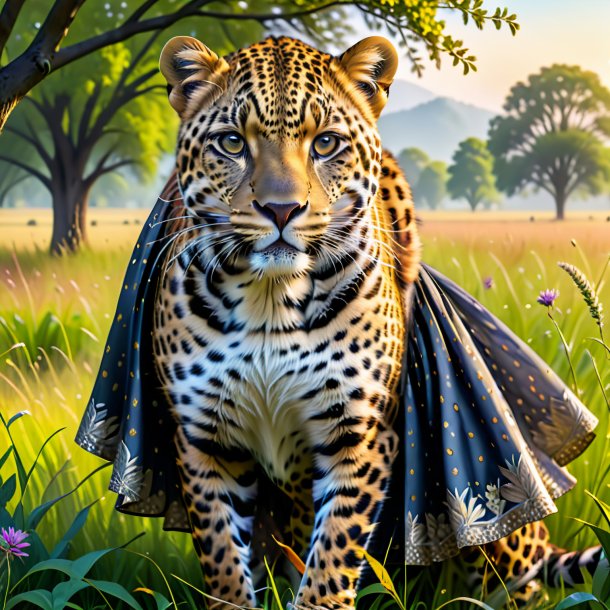 Picture of a leopard in a skirt in the meadow