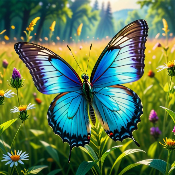 Picture of a dancing of a butterfly in the meadow