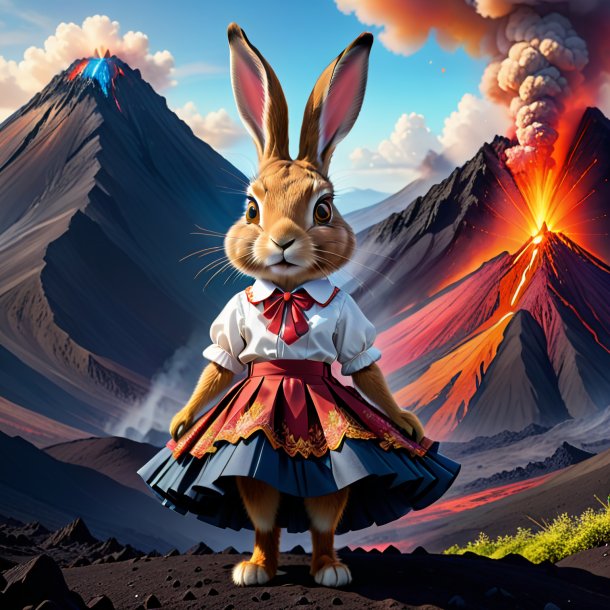 Illustration of a hare in a skirt in the volcano