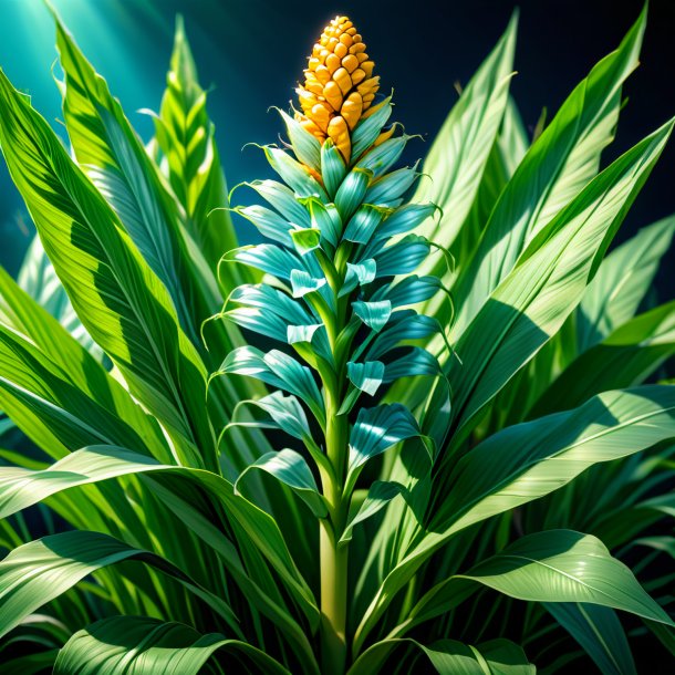 Illustration of a aquamarine corn plant