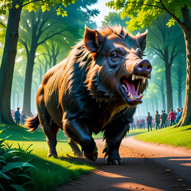 Picture of a angry of a boar in the park