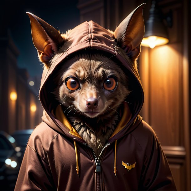 Pic of a bat in a brown hoodie