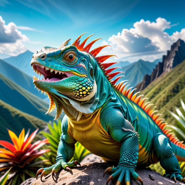 Image of a threatening of a iguana in the mountains