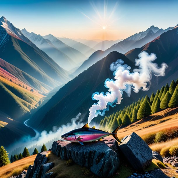 Photo d'un fumeur de thon dans les montagnes