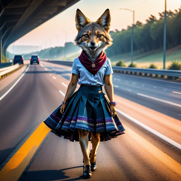 Photo of a jackal in a skirt on the highway