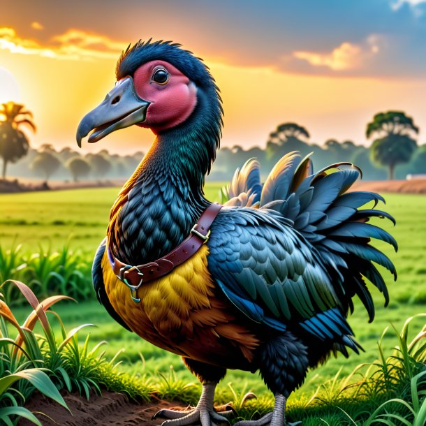 Picture of a dodo in a belt on the field