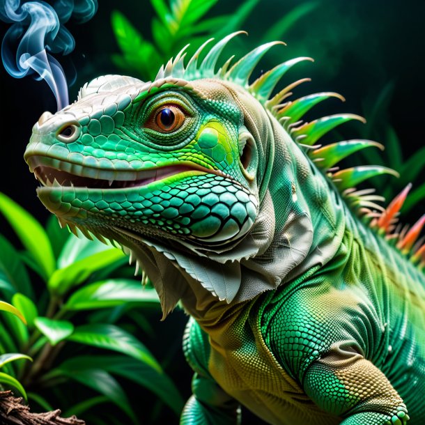 Pic of a green smoking iguana