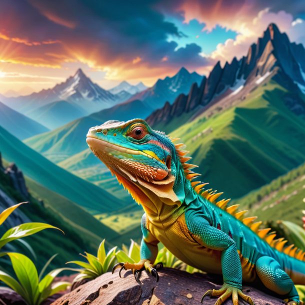 Image of a crying of a lizard in the mountains