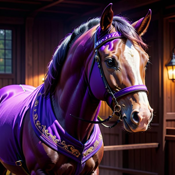 Picture of a horse in a purple hoodie