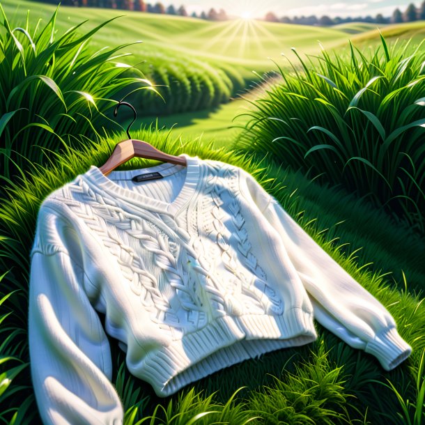 Drawing of a white sweater from grass