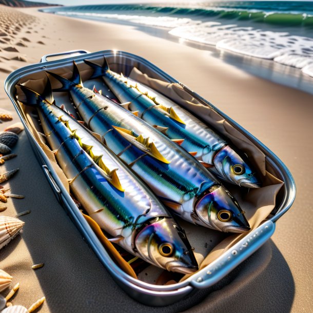 Imagem de uma sardinha em um casaco na praia