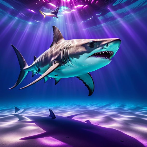 Image of a hammerhead shark in a purple shoes