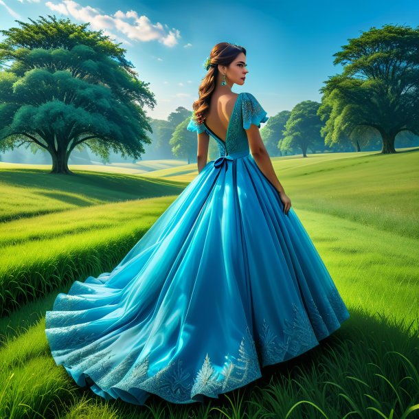 Pic of a azure dress from grass