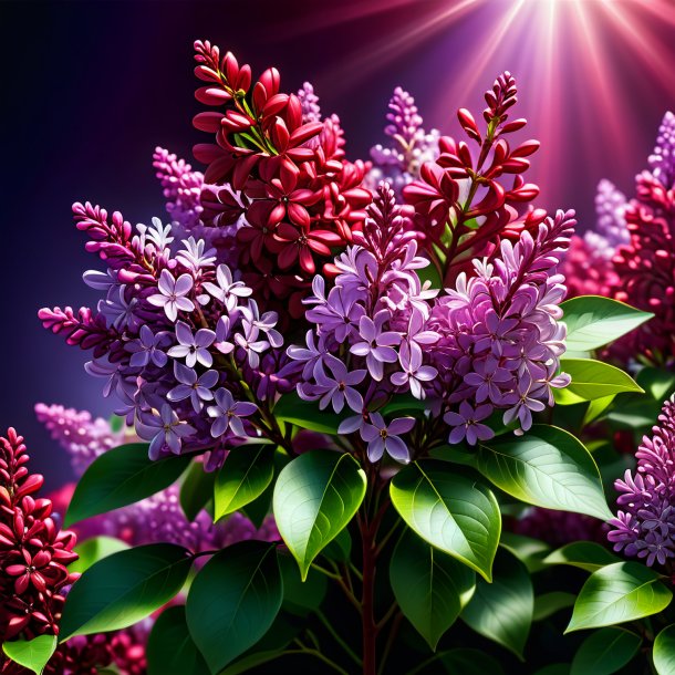 Clipart of a red lilac