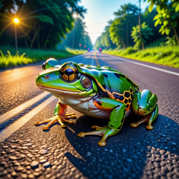 De um descanso de um sapo na estrada