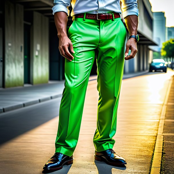 Portrait of a lime trousers from concrete