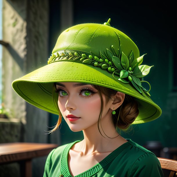 Sketch of a pea green hat from concrete