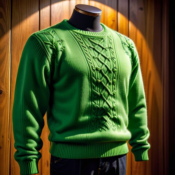 Clipart d'un pull vert pois en bois