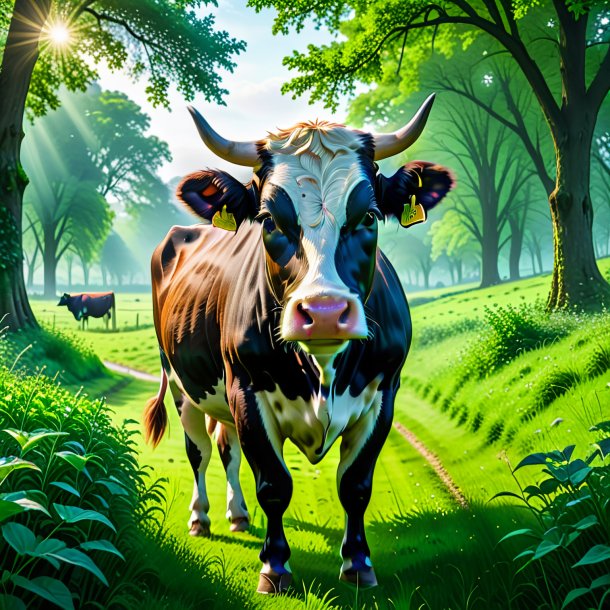 Image d'une vache dans une ceinture verte