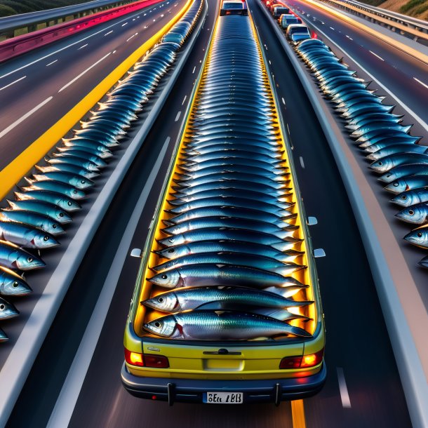 Pic d'une sardine dans une ceinture sur l'autoroute