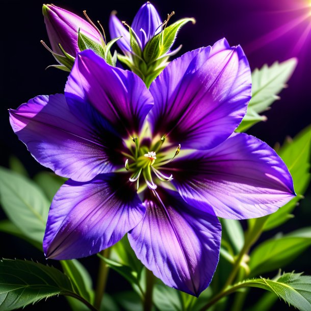 Portrait of a purple bellflower