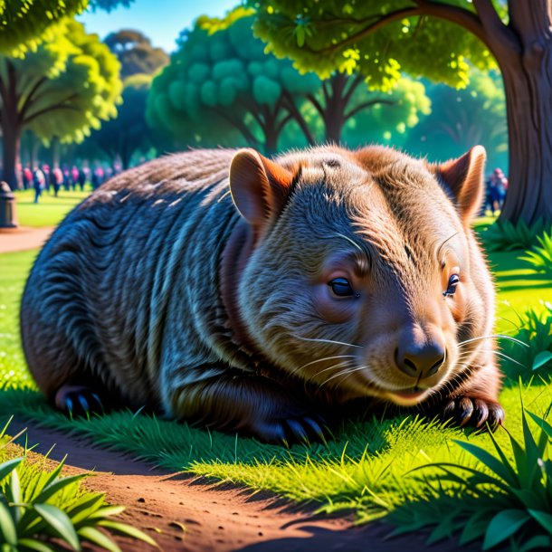 Foto de un sueño de un wombat en el parque