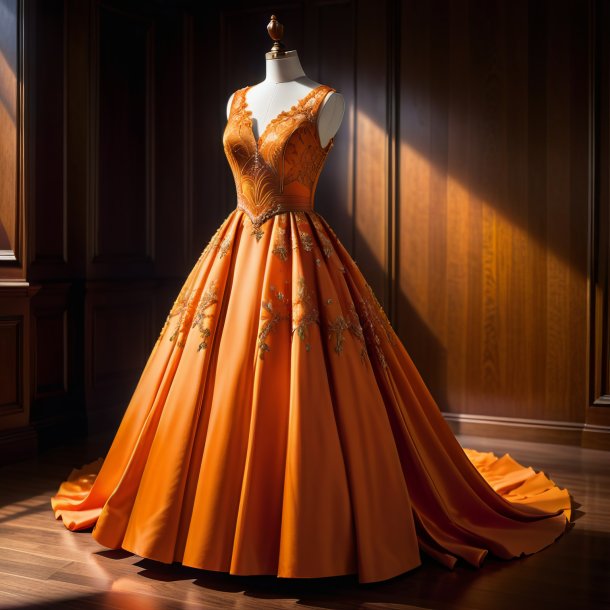 Retrato de um vestido laranja de madeira