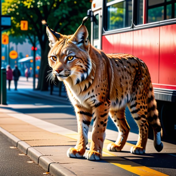 Image d'un lynx dans une chaussure sur l'arrêt de bus