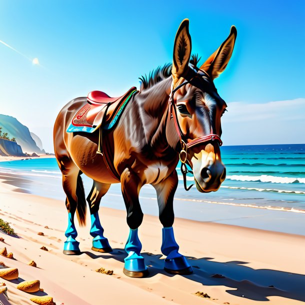 Dessin d'une mule dans une chaussure sur la plage