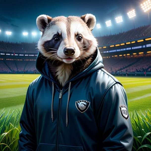 Illustration of a badger in a hoodie on the field