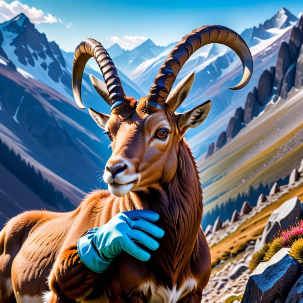 Picture of a ibex in a gloves in the mountains