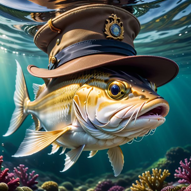 Pic of a haddock in a hat in the water