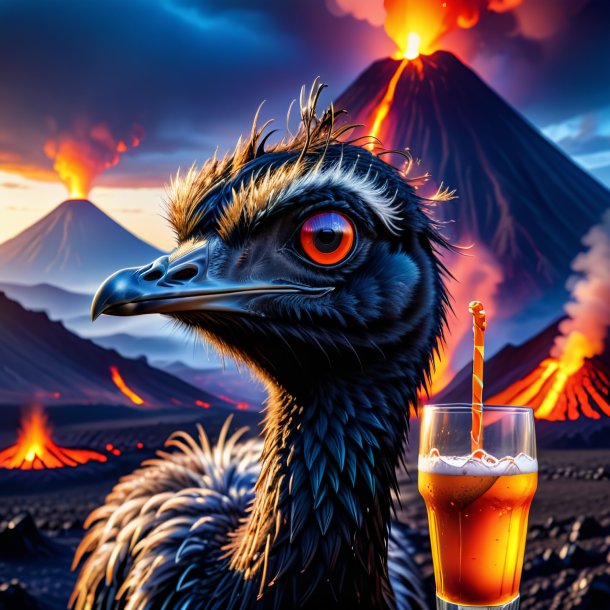 Imagem de uma bebida de um emu no vulcão