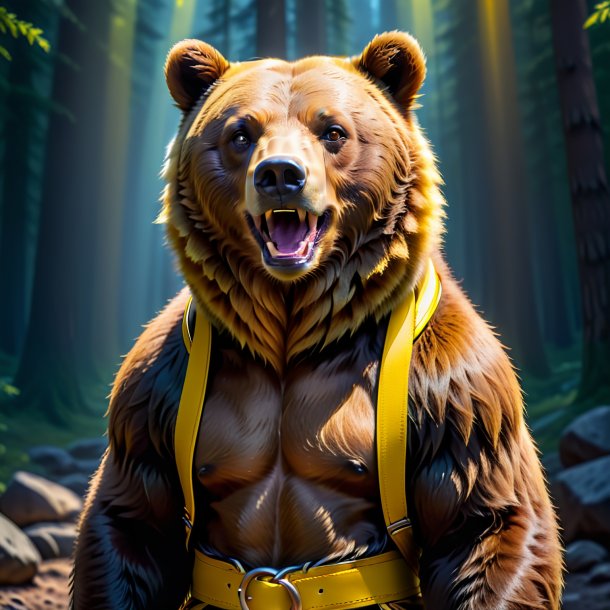 Photo of a bear in a yellow belt