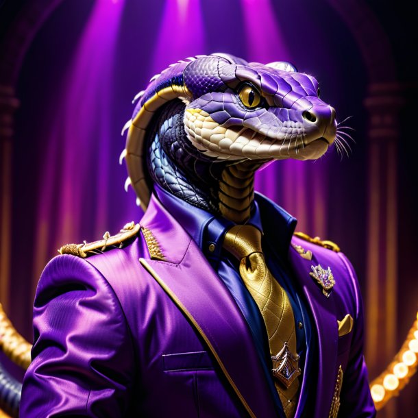 Photo of a king cobra in a purple jacket