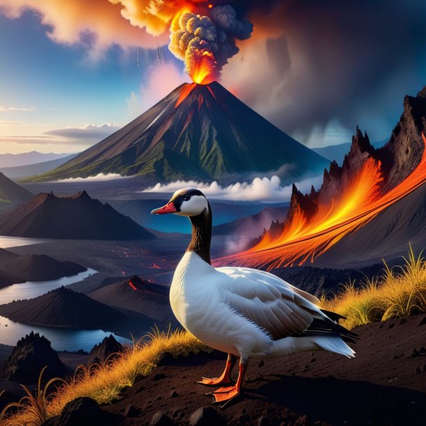 Photo of a waiting of a goose in the volcano