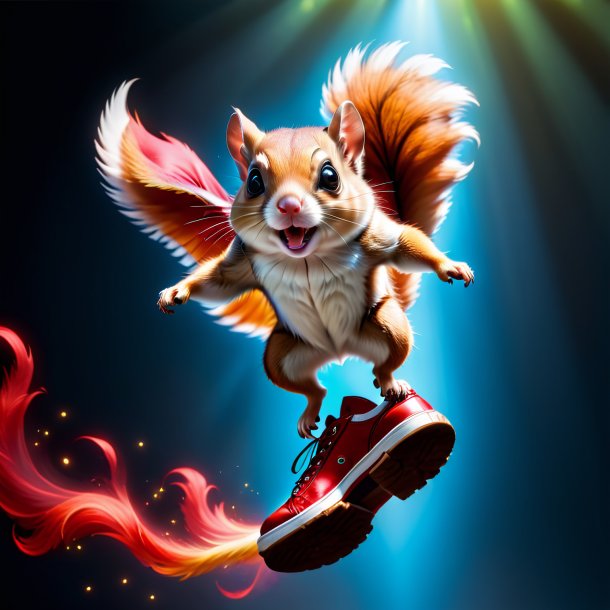 Image of a flying squirrel in a red shoes